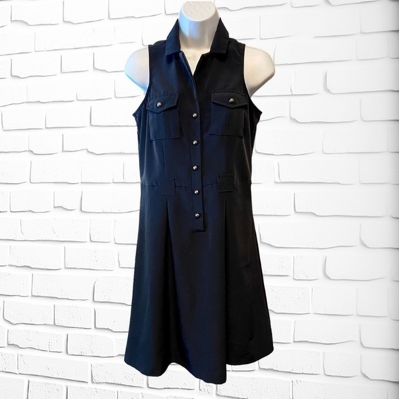 The Limited Sleeveless Navy Cargo Dress with Brass buttons, Womens size 2 - Picture 2 of 12